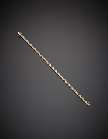 Bracciale tennis in oro giallo e diamanti g.7,40 lungh. cm 17,5 circa Yellow...