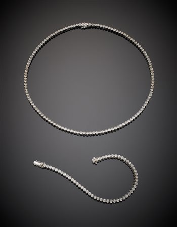DINACCI Demi-parure composta da collier e braccialetto in oro bianco e...