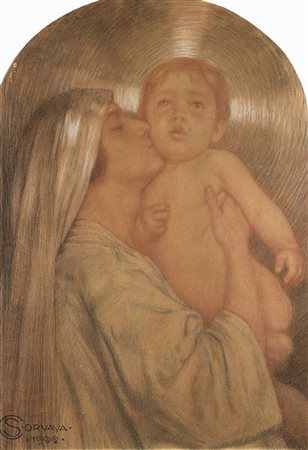 Salvatore Corvaja (Licata (AG) 1872 - Milano 1962) "Maternit‡" 1922 tecnica...