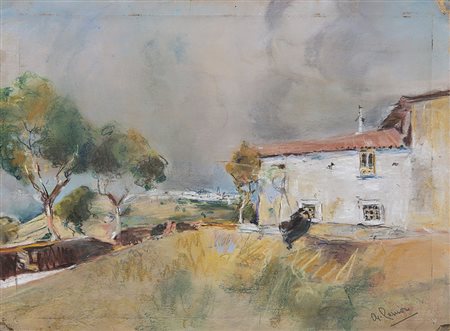 Giuseppe Casciaro (Ortelle 1861 - Napoli 1945) "Paesaggio con casolare"...