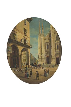 Scuola lombarda del XIX Secolo "La corsia del Dom vista dal cantun di figin...