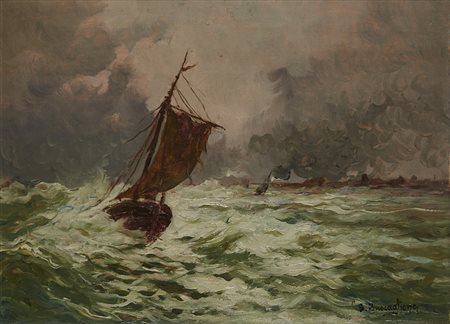 Giuseppe Buscaglione (Ariano Irpino 1868 - Rivoli 1928) "Soccorso" olio su...