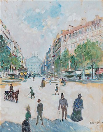 Francesco Cangiullo (Napoli 1884 - Livorno 1977) "Scorcio di citt‡" olio su...