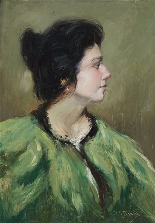 Italico Brass (Gorizia 1870 - Venezia 1943) "Figura femminile" olio su...