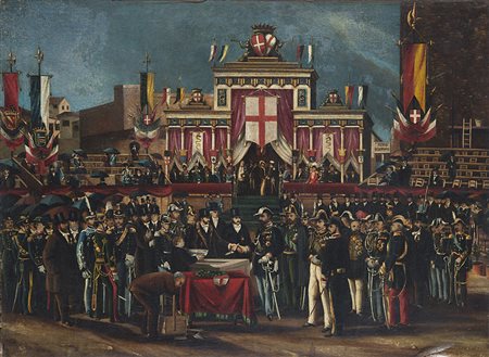 Scuola della seconda met‡ del XIX Secolo "Cerimonia della posa della prima...