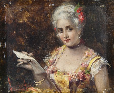 Sinibaldo Tordi (Roma 1876 - Firenze 1955) "La lettera" piccolo dipinto ad...