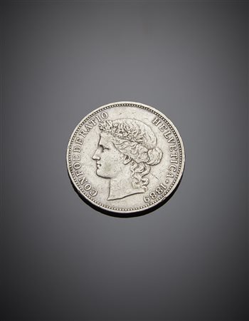 SVIZZERA. Confederazione. Da 5 franchi 1889. KM 34. AG. MB/BB