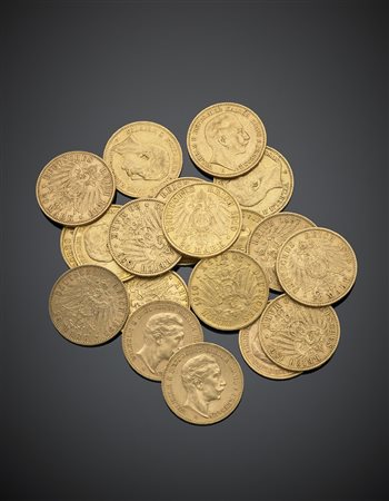 GERMANIA. Prussia. Lotto di 20 monete da 20 marchi. Oro