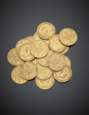 GERMANIA. Prussia. Lotto di 20 monete da 20 marchi. Oro