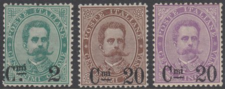 [REGNO D'ITALIA] 1890/91 "Soprastampati", serie completa 3 valori....