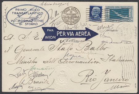 [REGNO D'ITALIA] 1930 (15 dic.) Posta aerea, Italo Balbo, Crociera...