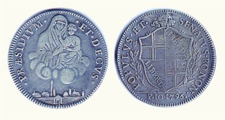 BOLOGNA - Governo Popolare 1796 - Da 10 Paoli; D/ Madonna con Bambino...