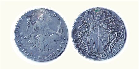 BOLOGNA - Pio VII (1800-1823) A.XVIII; D/ Stemma ovale sovrastato da chiavi e...