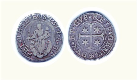 GENOVA - Dogi Biennali - Scudo Stretto 1653 * I * A+B+; D/ Croce accantonata...