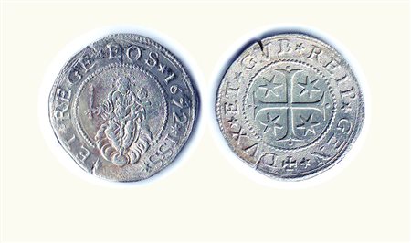 GENOVA - Dogi Biennali - 1/2 Scudo stretto 1672 - Ribattuto su altro. Rarità:...