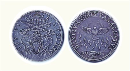 ROMA - Sede Vacante - Piastra 1676; D/ Chiavi decussate sopra stemma; R/...