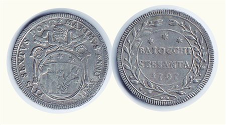 ROMA - Pio VI - 60 Baj 1797. Rarità: R - Metallo: Mist. - Conservazione: BB+