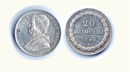 ROMA - Pio IX - (1846-1870) 20 Baiocchi 1849 - IV - Roma -Pag.404. Rarità: RR...