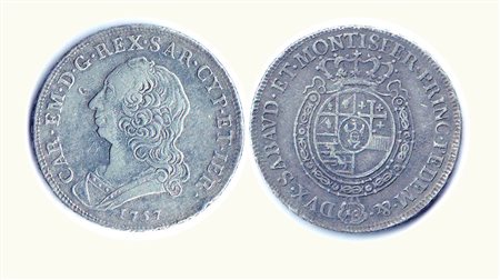SAVOIA - Carlo Emanuele III - Mezzo Scudo nuovo 1757; D/ Busto a s.; R/...