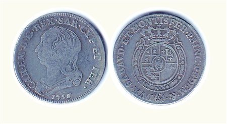 SAVOIA - Carlo Emanuele III - ¼ di Scudo 1756. Rarità: R - Metallo: AR -...