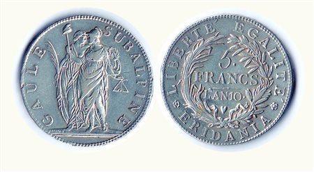 TORINO - Repubblica Piemontese - 5 Fr. 1802. Metallo: AR - Conservazione:...