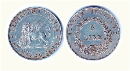 VENEZIA - Governo Provvisorio (1848-1849) - 5 Lire 22 marzo - Piccole...