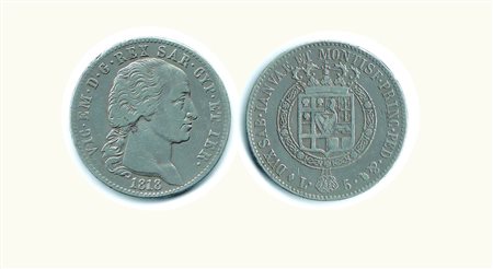 VITTORIO EMANUELE I - 5 Lire 1818 - P.12. Rarità: R - Metallo: AR -...