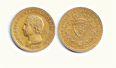 CARLO FELICE - 40 Lire 1825 TO - P.42. Rarità: R - Metallo: AU -...