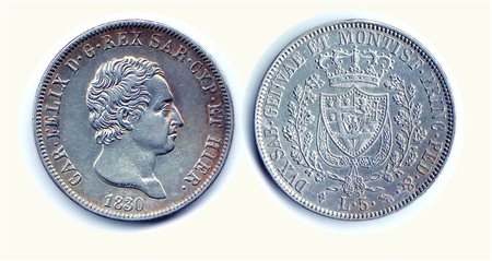 CARLO FELICE - 5 Lire 1830 TO -P.79. Rarità: R - Metallo: AR - Conservazione:...