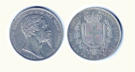 VITTORIO EMANUELE II Re Eletto (1859-1861) - 5 Lire 1850 GE. Metallo: AR -...
