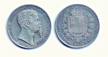 VITTORIO EMANUELE II - 5 Lire 1852 GE -P.374. Rarità: R - Metallo: AR -...