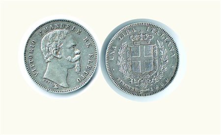 VITTORIO EMANUELE II - 1 Lira 1860 FI - Mano con scettro - P. 441. Metallo:...