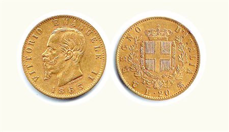 VITTORIO EMANUELE II - 20 Lire 1863 TO - P.457. Metallo: AU - Conservazione:...