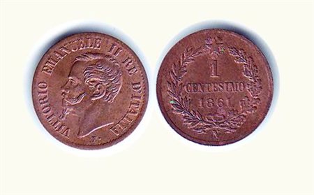 VITTORIO EMANUELE II - Centesimo 1861 NA - Rame rosso - P. 563. Rarità: R -...