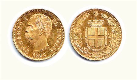 UMBERTO I (1878-1900) - 20 Lire 1882 - P.578. Metallo: AU - Conservazione: SPL