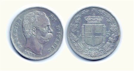 UMBERTO I - 5 Lire 1878 - P.589. Rarità: RR - Metallo: AR - Conservazione:...