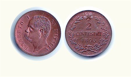 UMBERTO I - 2 Centesimi 1895 - ramatura di zecca . P.620. Rarità: R -...