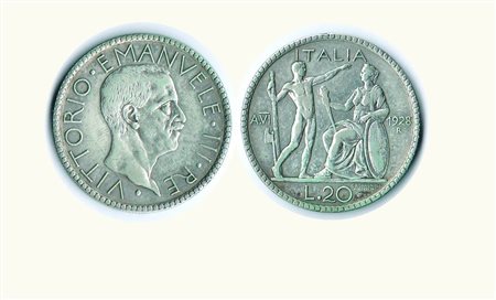 VITTORIO EMANUELE III - 20 Lire 1928 A.VI - P.673. Rarità: R - Metallo: AR -...