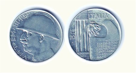 VITTORIO EMANUELE III - 20 Lire 1928 - Cappellone - P.680. Metallo: AR -...