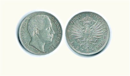 VITTORIO EMANUELE III - 2 Lire 1906 - Aquila sabauda - P.730. Metallo: AR -...