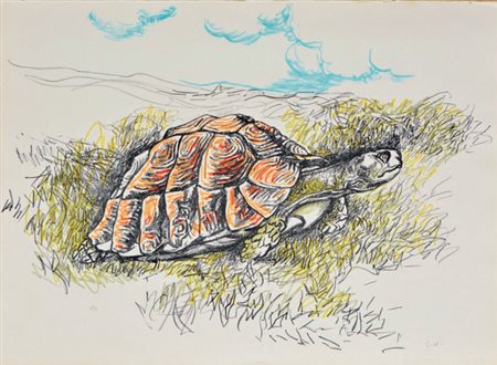 Guttuso Renato litografia 56x76 esemplare 10/75 "La Tartaruga"