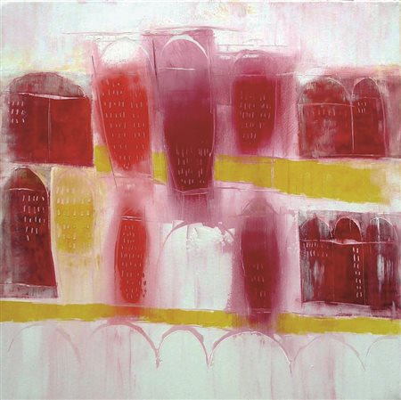 Cesare Cassone "Città in bianco" acrilico su tela 50x50 2008 autentica...