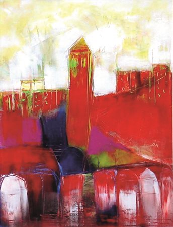 Cesare Cassone Polinago1 40x30 acrilico su cartoncino 2011 autentica...