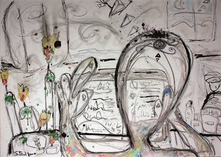 Saverio Filioli "Esercizi metafisici di un alchimista" tecnica mista cenere...