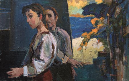 Pasquale Monaco "Incontro"olio su tela 50x70 firmato in basso a destra...