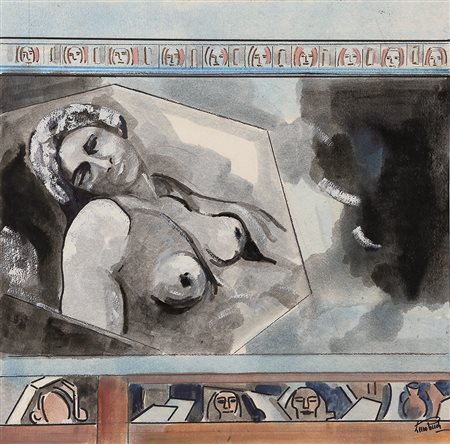 Lino Piccoli "Archeologia" olio su tela 50x50 2004 autentica dell'artista su...
