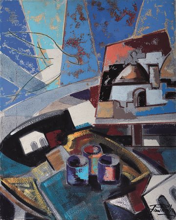 Lino Piccoli "Alberobello" olio su tela 40x50 2000 autentica dell'artista su...