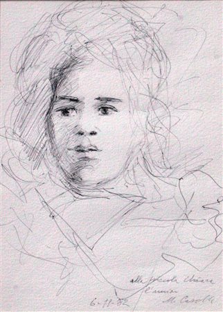 Michele Cascella disegno a china 30x22 del 1982 autentica dell'artista su foto