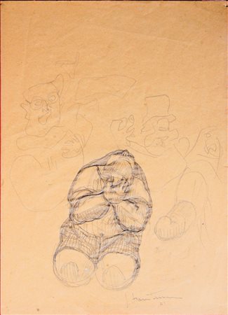 Lucio Fontana "Studio per figure" disegno cm 28x20,5 autentica fondazione