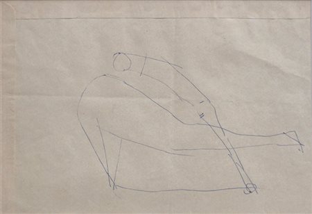 Marino Marini "Miracolo" disegno a penna a biro su busta cm 18x24 autentica...